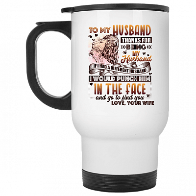 14 oz. White Travel Mug