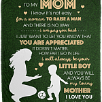 To My Mom I Know It's Not Easy For A Woman To Raise A Man Fleece Blanket-Premium Sherpa Blanket-Woven Blanket For Soccer Mom