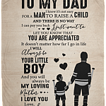 To My Dad I Know It's Not Easy For A Man To Raise A Child Fleece Blanket-Premium Sherpa Blanket-Woven Blanket For Hockey Lovers