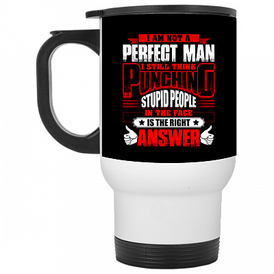 14 oz. White Travel Mug