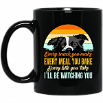Vintage Every Snack You Make Every Meal You Bake I'll Be Watching You Funny Border Collie Ceramic Mug