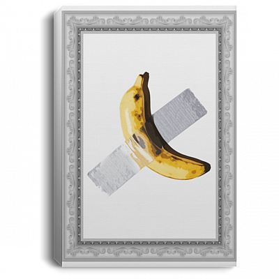 Banana Taped to Wall Art Gallery Wrapped Framed Canvas Prints - Unframed Poster