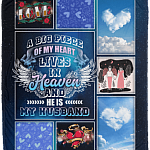 A Big Piece Of My Heart Lives In Heaven And He Is My Husband Fleece Blanket - Sherpa Blanket
