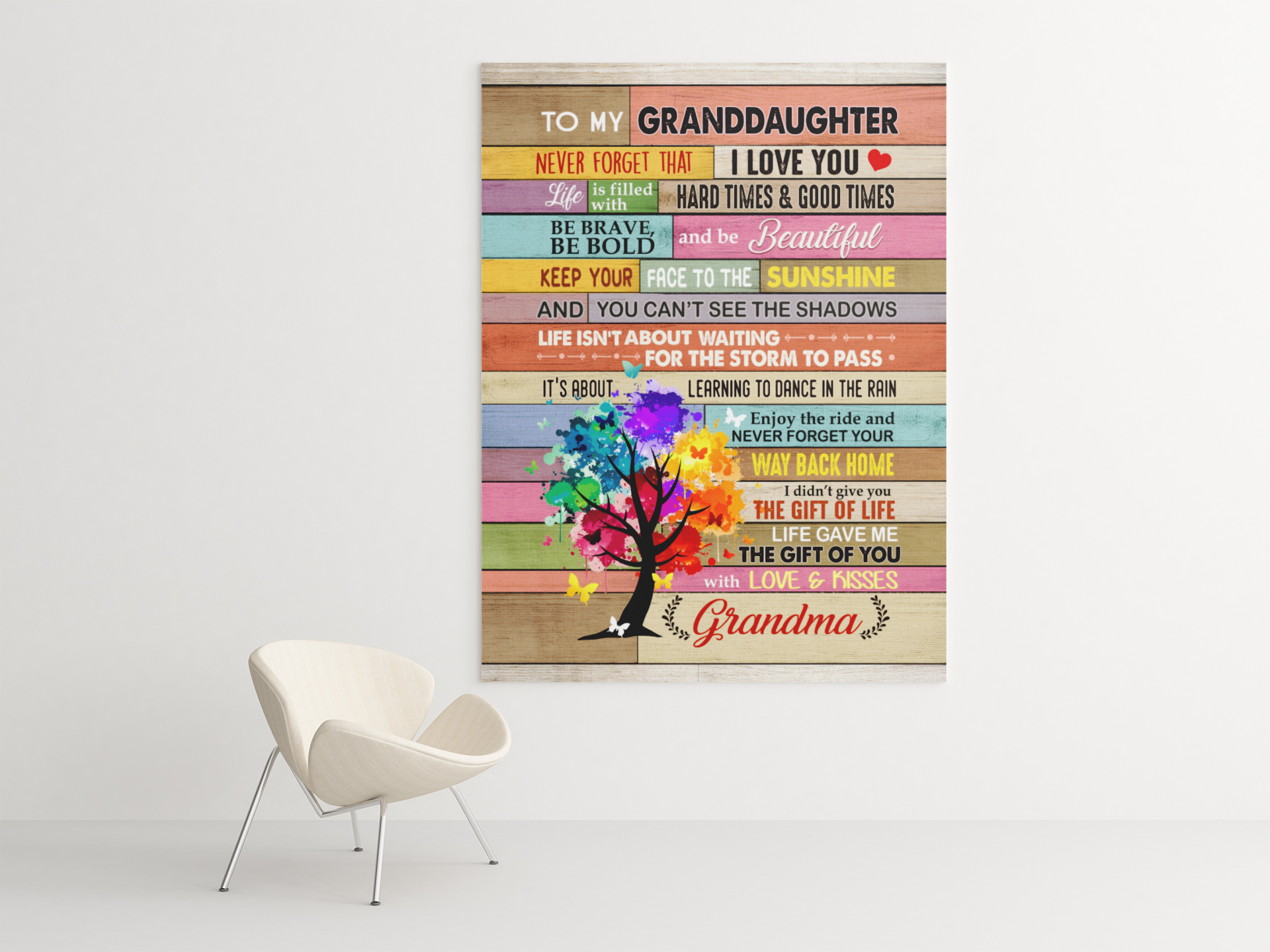 13VT. To My Granddaugher Color Tree canvas mockup