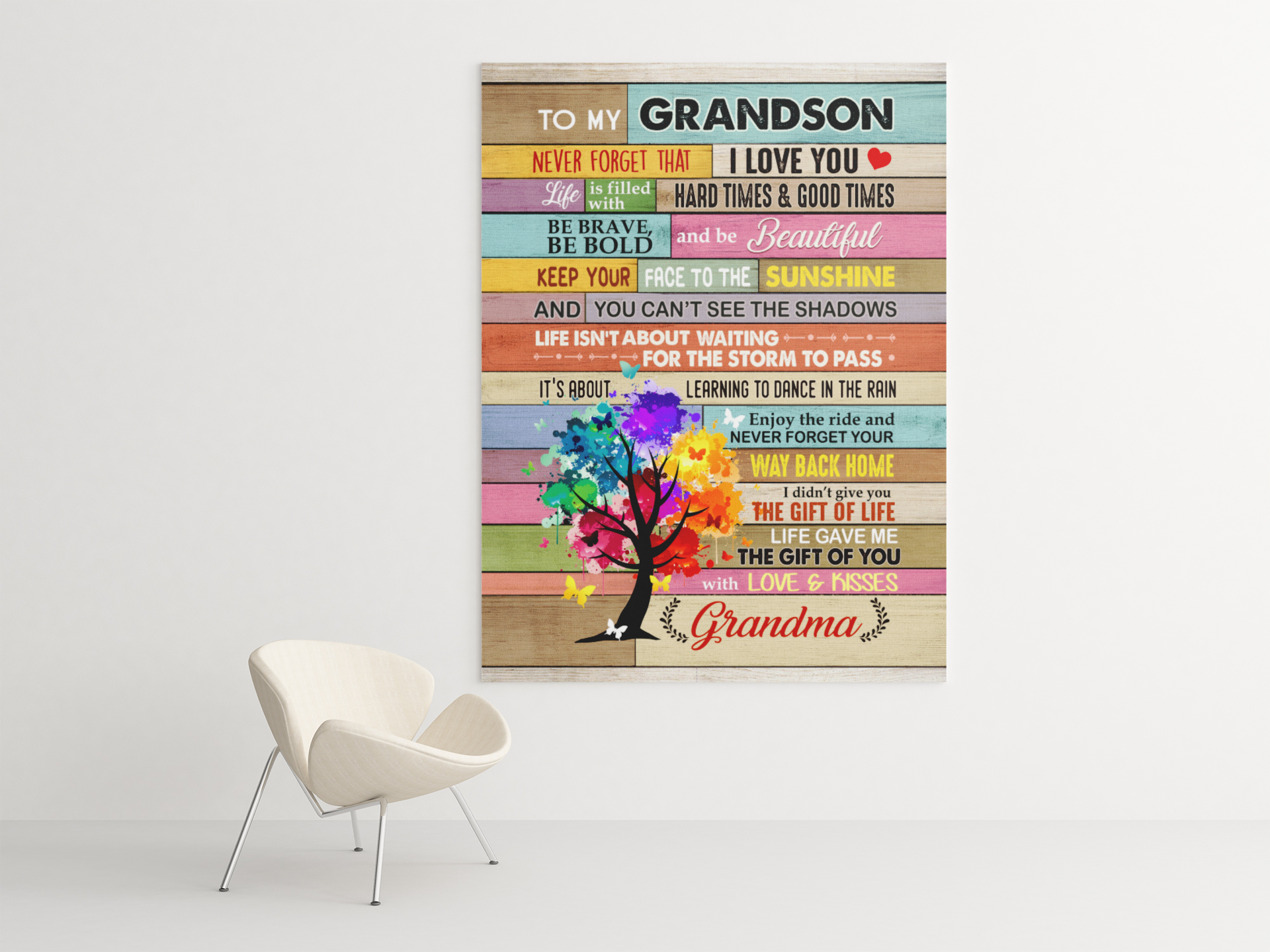 13VT. To My Grandson Color Tree canvas mockup