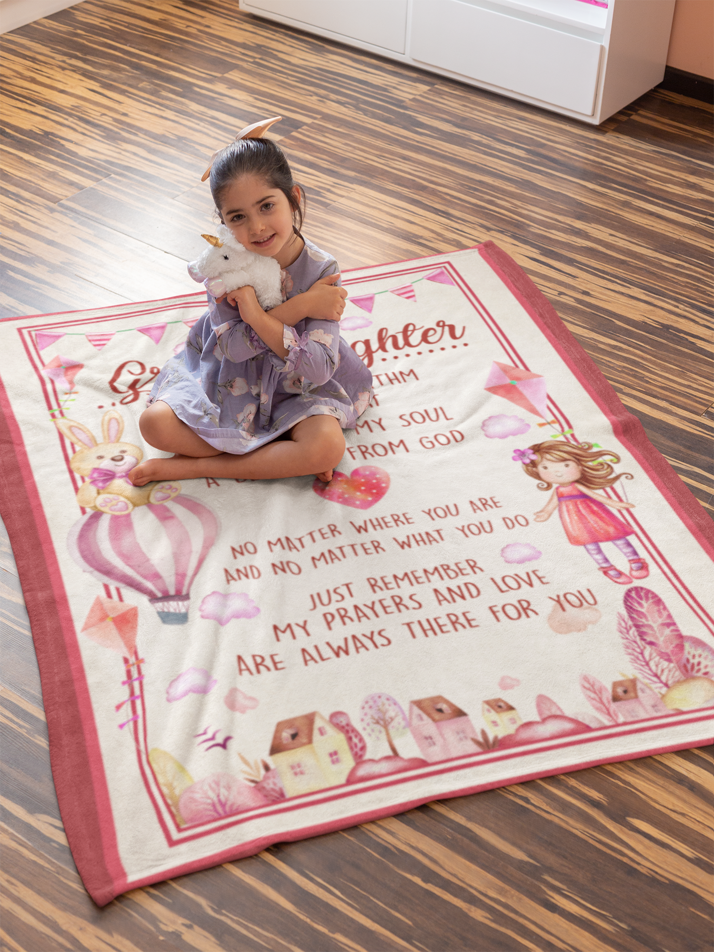 1VT. Dear Granddaughter Rhythm Of Heart blanket mockup
