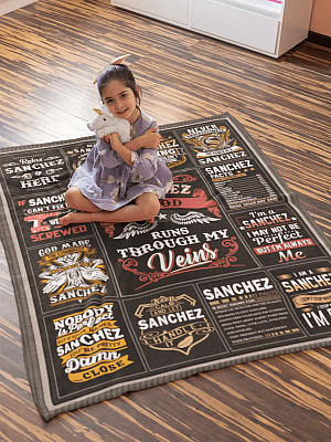 Alternative view of Sanchez Blood Runs Through My Veins Fleece Blanket - Premium Sherpa Blanket - Woven Blanket