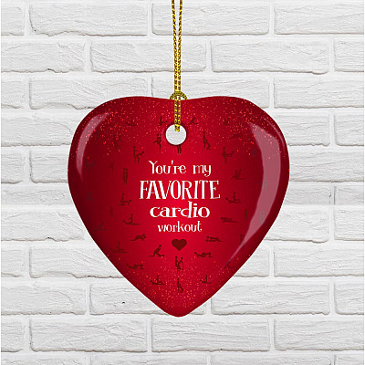 Alternative view of You're My Favorite Cardio Workout Funny Valentine Ornament Keepsake - Heart Porcelain Ceramic Ornament