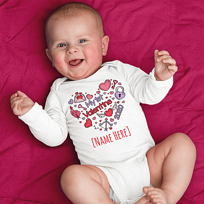 Alternative view of Personalized My First Valentine 2020 Baby Onesie - Cute Valentine Baby Infant Bodysuit - Baby Outfit