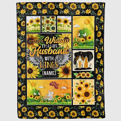 Alternative view of I'm Not A Widow I'm A Wife To A Husband With Wings Personalized Fleece Blanket - Premium Sherpa Blanket