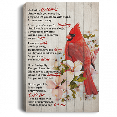 As I Sit In Heaven and Watch You Everyday Red Bird Cardinal Framed Canvas - Unframed Poster