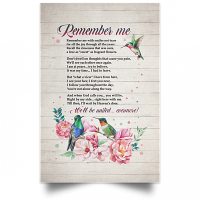 Alternative view of Remember Me with Smiles Not Tears Hummingbird Gallery Wrapped Framed Canvas Prints - Unframed Poster New