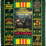 I Served I Sacrificed I'm Proud To Be A Vietnam Veteran Fleece Blanket - Premium Sherpa - Woven Blanket