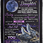 Mom and Dad to Our Daughter May You Always Know That You Are Strong Fleece Blanket - Premium Sherpa Blanket