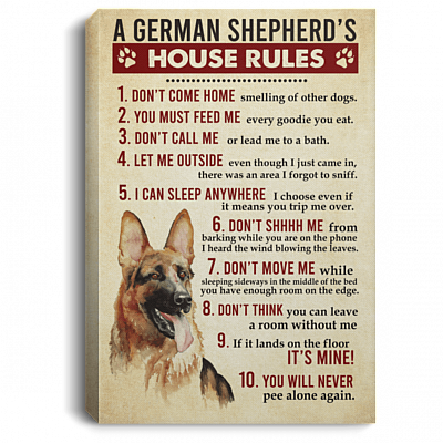 German Shepherd's House Rules Gallery Wrapped Framed Canvas Prints - Unframed Poster - Home Decor Wall Art
