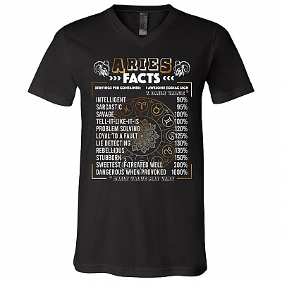 A-ries Facts Servings Per Container Intelligent Horoscope T-Shirt - V-Neck