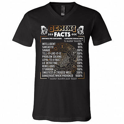 Ge-mini Facts Servings Per Container Intelligent Horoscope T-Shirt - V-Neck