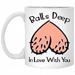 Balls Deep In Love With You Funny Coffee Mug - Valentine Gift Beer Stein - Water Bottle
