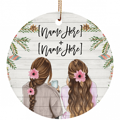 Personalized Best Friends Ornament Keepsake - Besties Custom Porcelain Ceramic Ornament