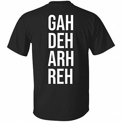 Alternative view of It's Ain't A Scene It's A Gah Deh Arh Reh Fall Out God Damn Arms Race Boy Front and Back T-Shirt