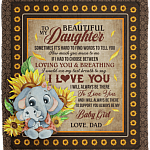 To My Beautiful Daughter Sometimes It's Hard to Find Words Gift from Dad Fleece Blanket - Premium Sherpa Blanket