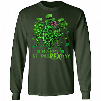 Happy St Pat-rex Day Funny Hoodie Sweatshirt - Cool T-rex Dinosaur St. Patrick's Day Irish Shirt