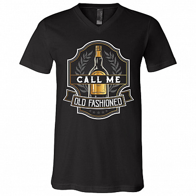 CubeBik Call Me Old Fashioned Whiskey T-Shirt - V-Neck - Vintage Whiskey Shirt