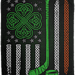 CubeBik American Irish Flag Shamrock Hockey St Patrick's Day Graphic Custom Blanket - Funny Irish Pride Hockey Blanket