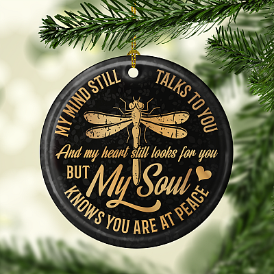 Alternative view of My Mind Still Talks To You And My Heart Still Looks For You Ornament Keepsake - Flat Circle Porcelain Ceramic Ornament