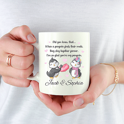 Alternative view of Personalized Did You Know That When A Penguin Finds Their Mate They Stay Together Forever Coffee Mug