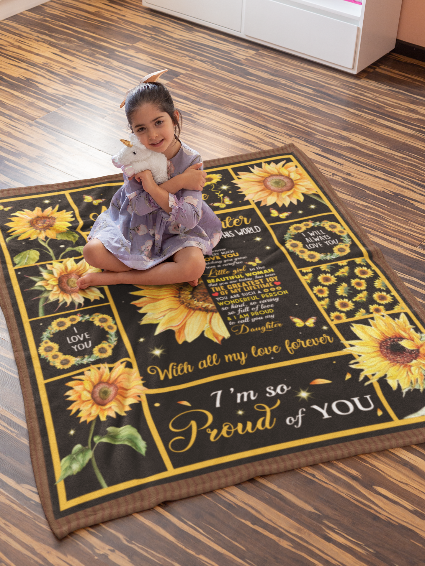 4VT. Dear Daughter I Love You blanket mockup