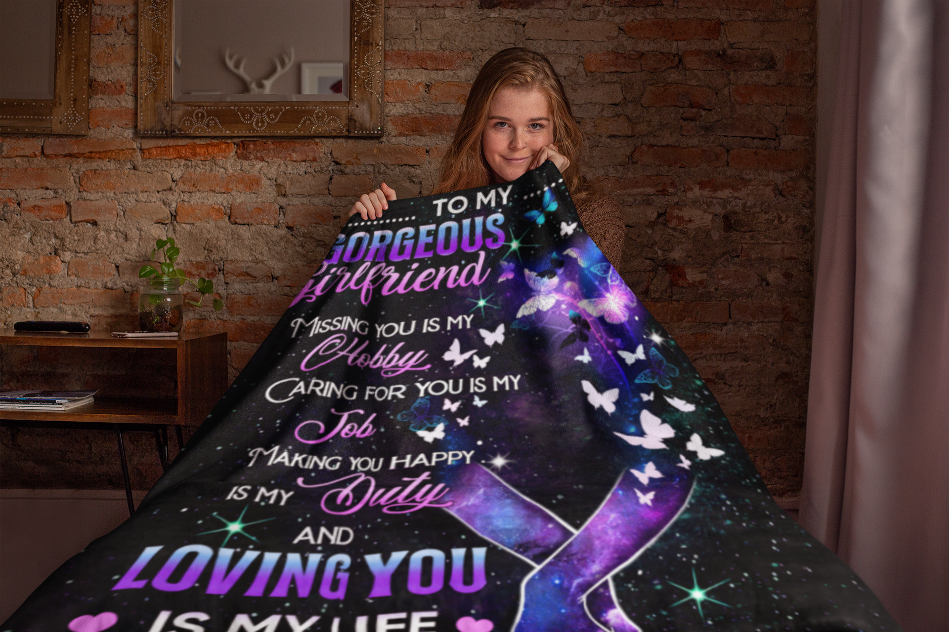 6VT. Girlfriend Missing You My Hobby blanket mockup