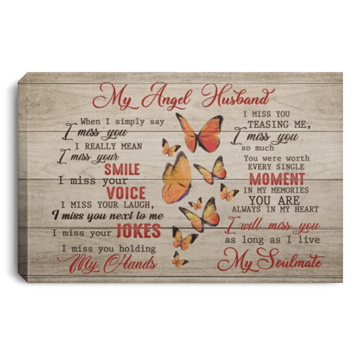 CubeBik Butterfly My Angel Husband When I Simply Say I Miss You Framed Canvas - Unframed Poster CubeBik Butterfly My Angel Husband When I Simply Say I Miss You Framed Canvas - Unframed Poster