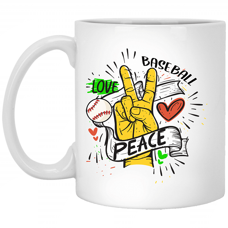 CubeBik Peace Love Baseball Ceramic Coffee Mug - Baseball Lover Beer Stein - Water Bottle - Color Changing Mug