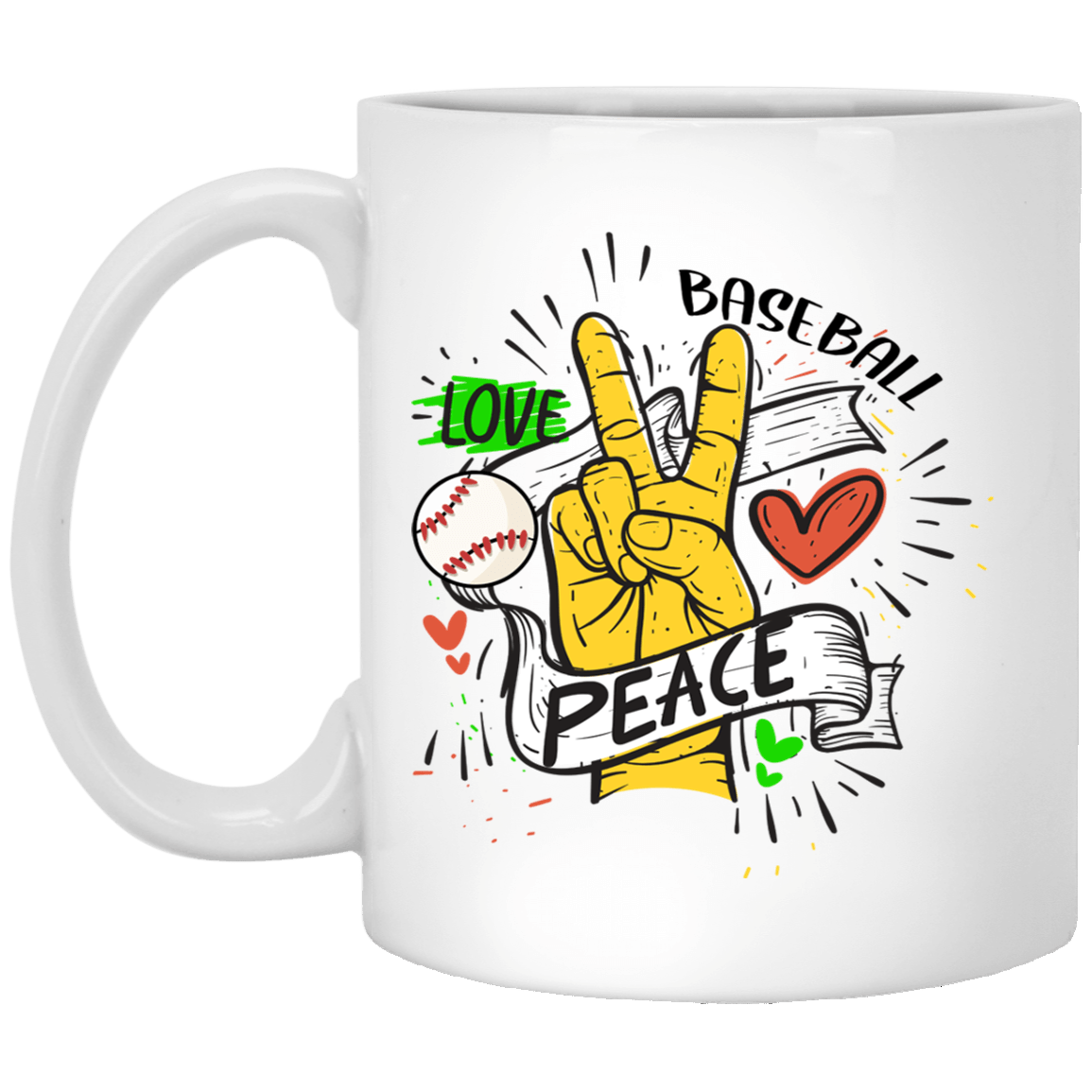 CubeBik Peace Love Baseball Ceramic Coffee Mug - Baseball Lover Beer Stein - Water Bottle - Color Changing Mug CubeBik Peace Love Baseball Ceramic Coffee Mug - Baseball Lover Beer Stein - Water Bottle - Color Changing Mug