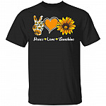 CubeBik Peace Love Sunshine Sunflower T-shirt