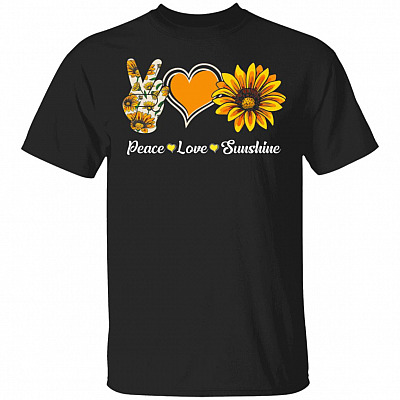 CubeBik Peace Love Sunshine Sunflower T-shirt