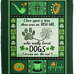 CubeBik Once Upon A Time There Was An Irish Girl Who Really Loved Dogs Fleece Blanket - Funny Patrick's Day Blanket