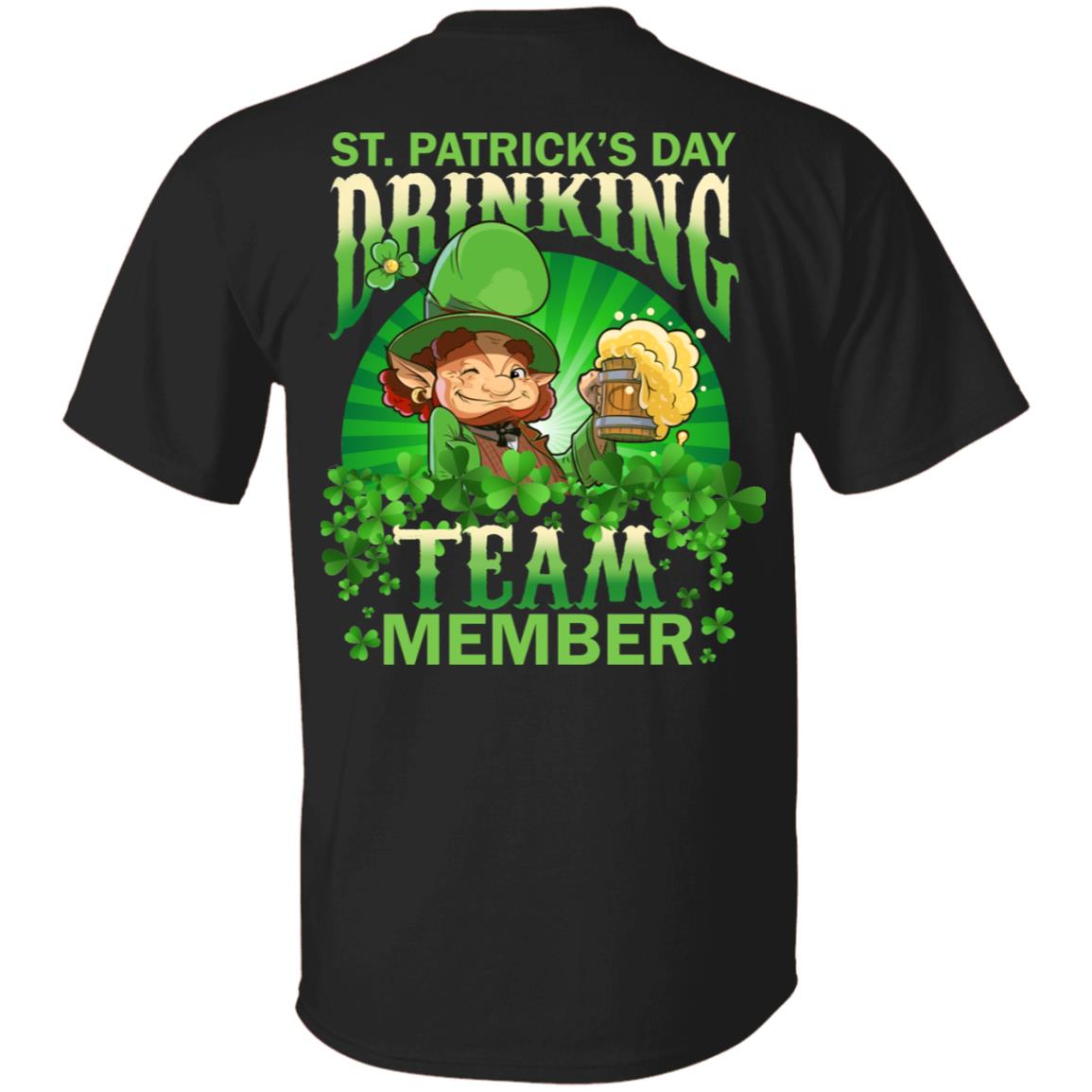 CubeBik St. Patrick's Day Drinking Team Member Leprechaun Back T-Shirts | Funny St Pattys Day Shamrock Gift Tee Shirt