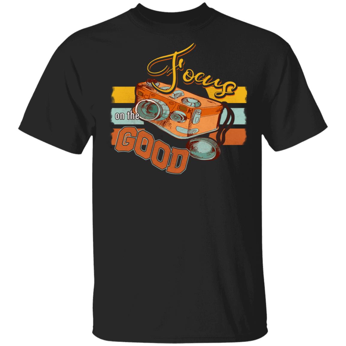 CubeBik Focus On The Good Vintage Camera T-Shirt - Camera Lover Gift