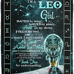 I'm a Leo Girl Hated by Many Loved by Plenty Horoscope Zodiac Fleece Blanket - Premium Sherpa Blanket