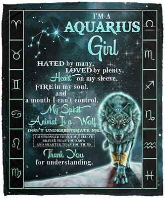 I'm an Aquarius Girl Hated by Many Loved by Plenty Horoscope Zodiac Fleece Blanket - Premium Sherpa Blanket