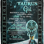 I'm a Taurus Girl Hated by Many Loved by Plenty Horoscope Zodiac Fleece Blanket - Premium Sherpa Blanket
