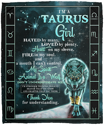 I'm a Taurus Girl Hated by Many Loved by Plenty Horoscope Zodiac Fleece Blanket - Premium Sherpa Blanket