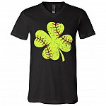 Softball St Patrick's Day Shamrock Clothing Team Sports Gifts T-Shirt V-neck - Irish Softball Shamrock Shirt
