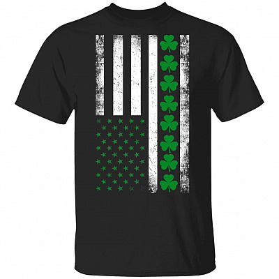Irish American Flag T-Shirt - Irish Flag Shamrock Pride Happy St Patrick's Day Shirt