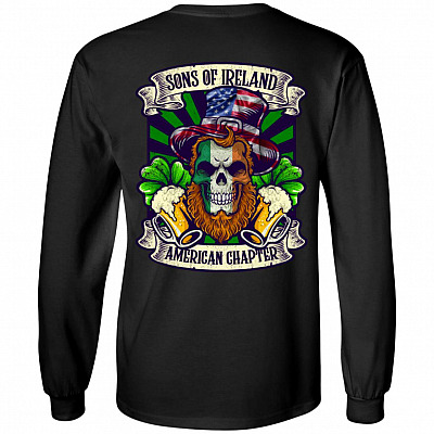 Sons Of Ireland American Chapter Print On Back Hoodie -Sweatshirt - Long Sleeve