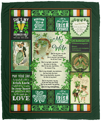 To My Irish Wife Blanket - Happy St Patrick Day Gift