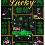 Irish Flamingo Shamrock St Patrick's Day Gift Blanket - Cool Green Pink Flamingo Drinking Party Blanket