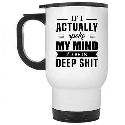 14 oz. White Travel Mug